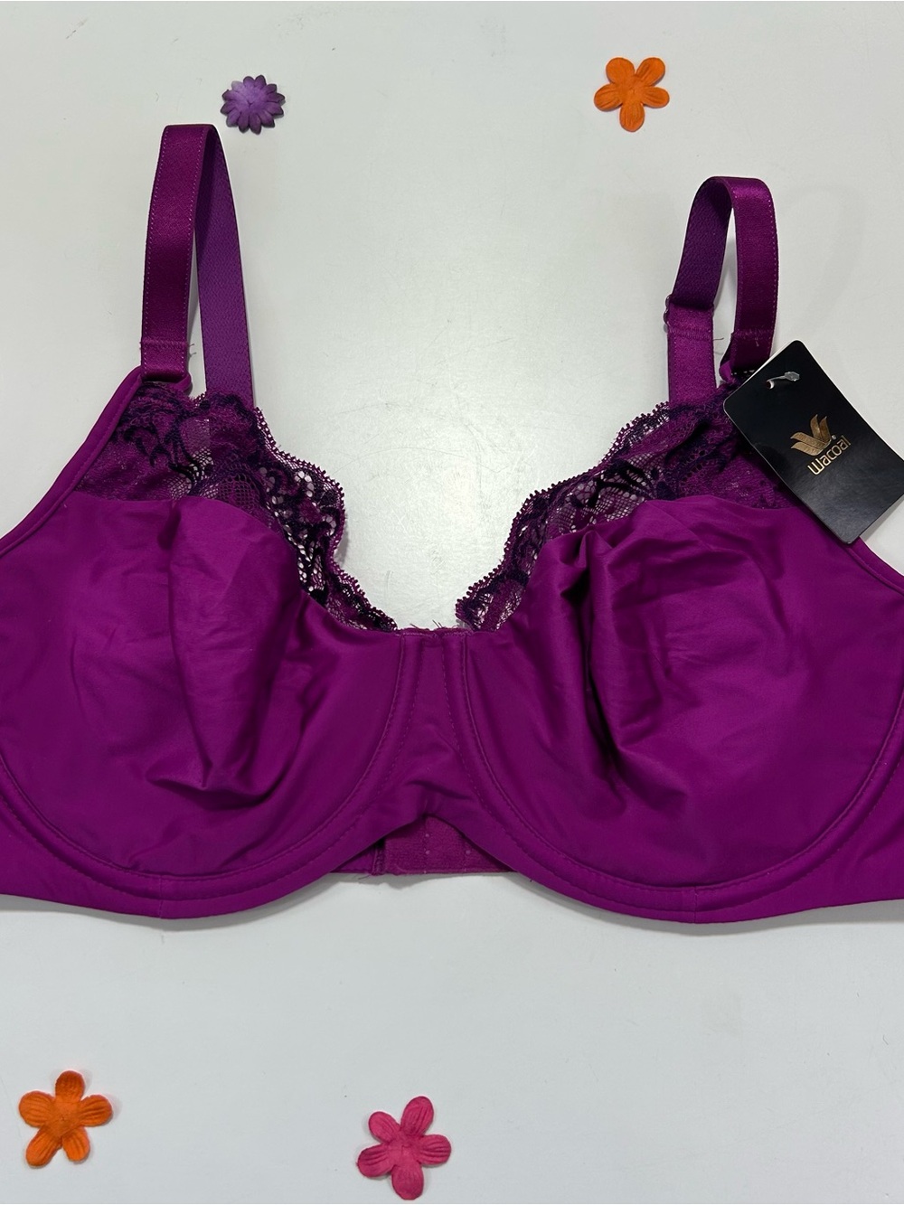 Wacoal Purple Lace-Trim Lined Underwire Bra 40C NWT